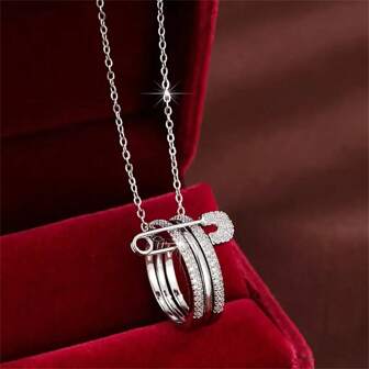 1pc Tri-Color Circle Design Brooch Pendant Necklace