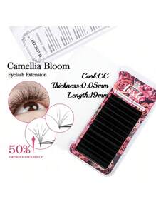 12 Rows MASSCAKU CC Curl 0.05mm 0.07mm 8-20mm&Mix Length Camellia Blooming Eyelashes Extensions Matte Black Professional One Second Automatic Flowering Single Lashes Supplies For Beauty Makeup Uselash Clusters,Eyelash Clusters,Individual Eyelashes,Lashes,Fake Lashes