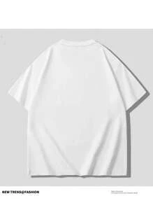 Shark T-Shirt Round Neck Short Sleeve Unisex Peruvian Male Girl Rabbit Male - 白色 - 查看 3