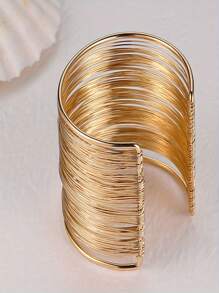 2pcs/Set New Punk Street Style Hollow Multi-Layer C-Shape Bangle Bracelet, Roman Goddess Tree Branch & Leaf Open Cuff Bracelet For Women