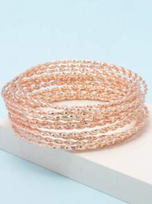 15pcs/Set Girls' Fashion Versatile Ribbed Floral Bangle Bracelets - Multicolor - View 6