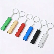 1 件可定制铝合金双色求生口哨，个性化标志，高频应急救援钥匙扣，适合户外运动爱好者，休闲风格