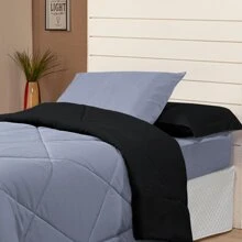 4 Piece Kit Double-Sided Single Duvet + 2 Piece Sheet Set - Gray/black - View 3