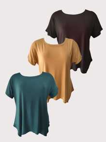 Kit com 3 Blusas Femininas Plus Size Batas Soltas Viscolycra Premium Plus Size até 62 SORTIDAS - SORTIDAS - Visão 6