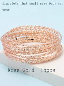 15pcs/Set Girls' Fashion Versatile Ribbed Floral Bangle Bracelets - Multicolor - View 20