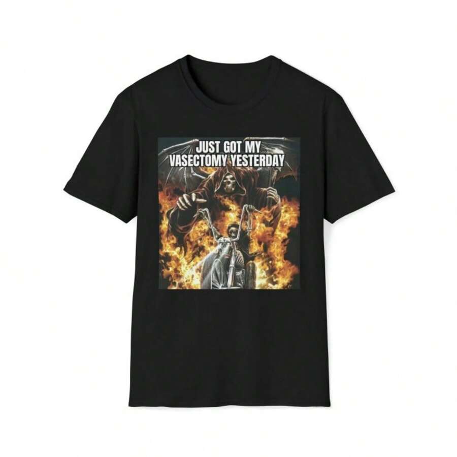 Got My Vasectomy Yesterday Evil Skeleton Hard Skeleton Funny Meme Shirt - Black - View 1