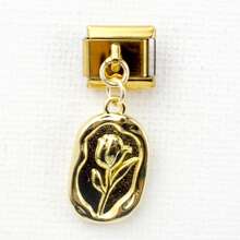 1 Pc Fashionable And Unique Flower Round Owl Bow Custom Gold Module Pendant Bracelet Module - Gold - View 5