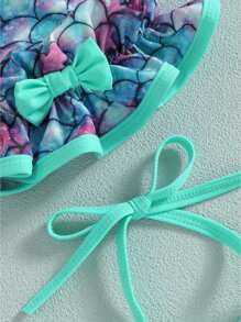 Toddler Baby Girl Swimsuit Two-Piece Bathing Suit Baby Girl Swimsuit Toddler Girls Bathing Suit Bikini Bottoms Two Piece Swimwear Suit With Hat - 綠色 - 查看 4