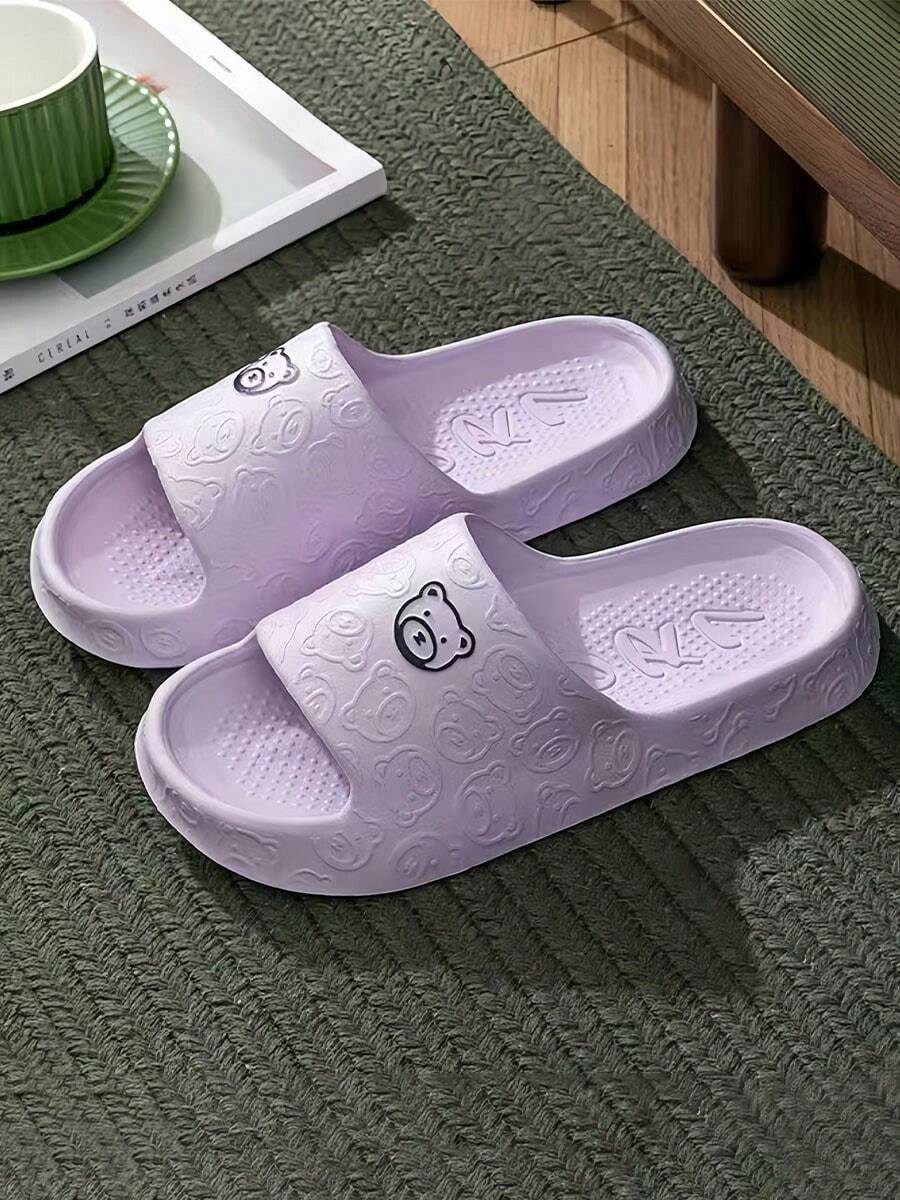 Summer Anti-Skid Indoor Shower Slippers For Couples EVA House Slippers For Women Unisex Couple Flip Flops Indoor Men Women Slip Resistant - 紫色(女款) - 查看 1