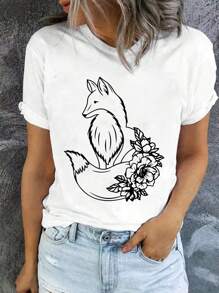 Unisex "Floral Fox" 100% Cotton T - Shirt