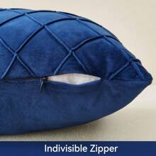 1pc Solid Color Velvet Diamond Pleated Decorative Pillowcase In Navy Blue