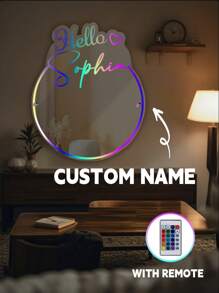 1 Miếng Cá nhân hóa Gương Ánh sáng Phong tục Ngày Cặp đôi Qủa tặng Cá nhân hóa Led Tinh tế Nhà  Món quà Gương Với Đèn Dấu hiệu Duy nhất Trang trí Led Đèn Đèn ngủ Phong tục Tên Gương Tường Tùy chỉnh Vui Qủa tặng Acrylic Gương Cho cô ấy Cặp đôi Thích hợp Đối với Phòng ngủ Và Phòng khách , Món quà độc đáo Cho Ngày Lễ Tình Nhân , Ngày lễ Mẹ , Món quà tốt nhất Đối với Và Quà sinh nhật Đối với Mẹ , , Bạn gái - Với điều khiển từ xa - Xem 1