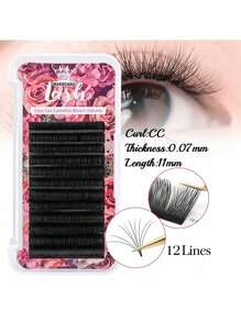 12 Rows MASSCAKU CC Curl 0.05mm 0.07mm 8-20mm&Mix Length Camellia Blooming Eyelashes Extensions Matte Black Professional One Second Automatic Flowering Single Lashes Supplies For Beauty Makeup Uselash Clusters,Eyelash Clusters,Individual Eyelashes,Lashes,Fake Lashes