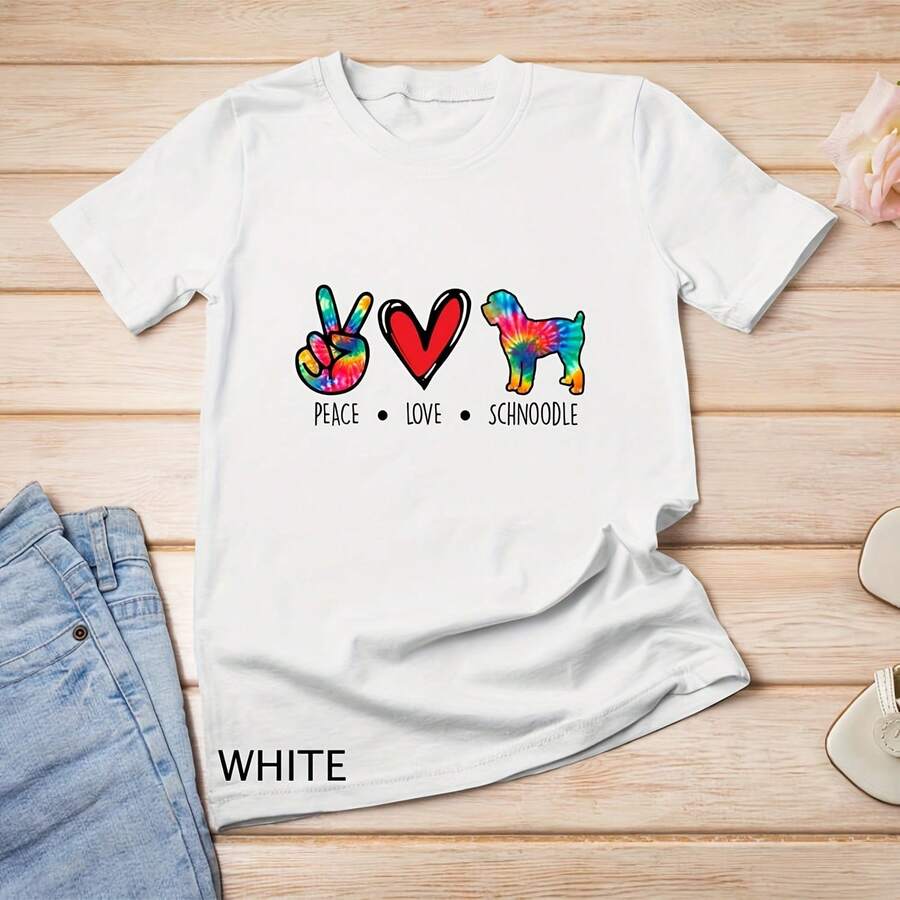 Schnoodle Mom Dad Tie Dye Dog Paw Lover T-Shirt - trắng - Xem 1