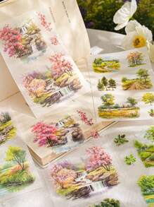 20 件乡村风景贴纸书，季节系列，剪贴簿装饰贴纸套装，学校用品，返校