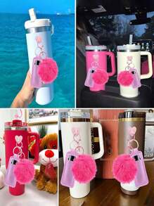 4 件/套-2025 四合一水瓶配件套装 - 蝴蝶结和绒球钥匙扣、带心形挂钩的唇膏架、用于定制玻璃杯的可拆卸美学饰品套装（波西米亚风/卡哇伊时尚风格） - 水杯配件吊坠套装 - 兼容 配件 - 钥匙扣 - 唇膏袋 - 毛绒扣 - 四件套爱心贴纸 - 杯子配件套装 - 适合情人节/圣诞节/母亲节/生日作为礼物 - 彩色 - 查看 5