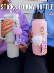 4 件/套-2025 四合一水瓶配件套装 - 蝴蝶结和绒球钥匙扣、带心形挂钩的唇膏架、用于定制玻璃杯的可拆卸美学饰品套装（波西米亚风/卡哇伊时尚风格） - 水杯配件吊坠套装 - 兼容 配件 - 钥匙扣 - 唇膏袋 - 毛绒扣 - 四件套爱心贴纸 - 杯子配件套装 - 适合情人节/圣诞节/母亲节/生日作为礼物 - 彩色 - 查看 4