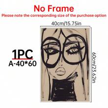 1pc Art Deco Abstract Woman With Glasses Canvas Art Print, Modern Black And White Pine Wall Hanging Decor For Home Office, Bedroom, Classroom, Canvas Wall Art,Posters For Room,Home Decor,Room Decor Aesthetic,Room Decoration Stuff.Optional Frame, Room Decor - Multicolor - View 13