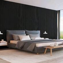 Black Wood Grain Vinyl Contact Paper Self-Adhesive Removable Wallpaper-Waterproof, Mildew-Proof, Suitable For Countertops, Cabinets, Drawers, Table Covers–Easy To DIY Stickers