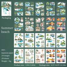 20 件乡村风景贴纸书，季节系列，剪贴簿装饰贴纸套装，学校用品，返校