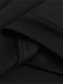 1pc Sudadera con Capucha Casual de Felpa Francesa para Hombre con Estampado de Calavera, Sudadera Holgada con Letras y Detalle de Bolsillo, Tela No Elástica, Sudadera con Capucha para Otoño e Invierno - Negro - Ver 6