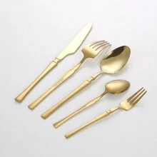 30 pièces Set de couverts en acier inoxydable de couleur or, convenant pour une utilisation domestique quotidienne et pour les fournitures scolaires