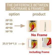 1 Stück, Leinwandbild zum Aufhängen, gerahmt, Leinwandkunstdruck mit Chilischoten, modernes dekoratives Kunstposter, modischer Vintage-Wandbehang für Zuhause, Büro, Bad, Wohnzimmer, Schlafzimmer, Esszimmer - Innen- und Außenkunstwerk