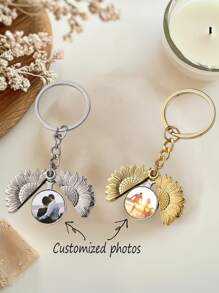 1Pc Custom Sunflower Photo Keychain Gifts For Women Men Girls Encouragement Inspirational Gifts Sunflower Photo Locket Keychain Keep Going Key Ring Personalized Sunflower Keychain, For Anniversaries, For Valentine's Day, For Mother's Day, For Birthdays, For Children's Day, For Father's Day, For Graduation, For Weddings, For Housewarming Office, School, Home, Valentine Day, Valentine Day Decor