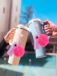 4 件/套-2025 四合一水瓶配件套装 - 蝴蝶结和绒球钥匙扣、带心形挂钩的唇膏架、用于定制玻璃杯的可拆卸美学饰品套装（波西米亚风/卡哇伊时尚风格） - 水杯配件吊坠套装 - 兼容 配件 - 钥匙扣 - 唇膏袋 - 毛绒扣 - 四件套爱心贴纸 - 杯子配件套装 - 适合情人节/圣诞节/母亲节/生日作为礼物 - 彩色 - 查看 9