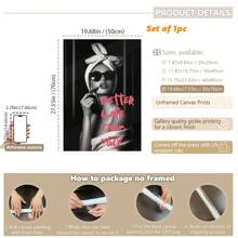 1pc Framed Canvas Wall Art, Gallery Quality, Vintage Style "Better Late Than Never" Fashionable Female Canvas Art Print - Ideal For Living Room, Bedroom, Office Decor, Modern Wall Poster Gift, Birthday, Graduation - Multicolor - View 13