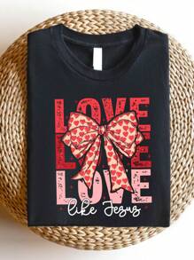 Love Like Jesus Shirt, Jesus Valentine T-Shirt, Bible Verse Tee, Religious Valentine Gift, Love Jesus Shirts, Christian Valentine T-Shirts, Jesus Lovers Tees. SD-1899 - Black - View 1