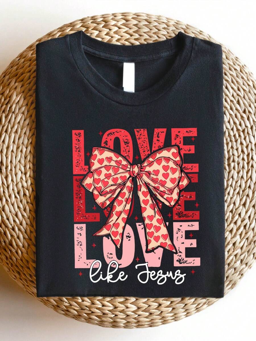 Love Like Jesus Shirt, Jesus Valentine T-Shirt, Bible Verse Tee, Religious Valentine Gift, Love Jesus Shirts, Christian Valentine T-Shirts, Jesus Lovers Tees. SD-1899 - Black - View 1