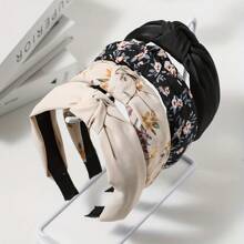 Aa-4件优雅宽边头带防滑打结发箍时尚发饰女士日常使用-2025家居浴室装饰夏季