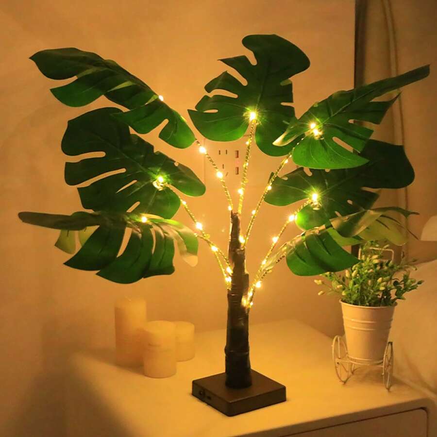 1pc LED Turtle Back Leaf Tree Lamp Simulation Small Tree Lamp Romantic Small Table Lamp Suitable For Indoor Decoration Scene Decoration, Home And Party Atmosphere Decoration Gifts Birthday Graduation