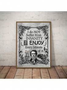 1PC Canvas Painting Abstract Poe Art Gothic Mounted Newspaper Insanity Quote Poster Posters And Print Wall Decor Room Decoration Wall Art Pictures Aesthetic For Living Home Bedroom Decor No Frame