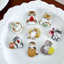 8 حبات دبابيس من الأكريليك بأشكال قطط كرتونية جميلة - تصاميم حيوية للصغير القطط مع الأكسسوارات والطعام، ديكورات موسمية مثالية للخريف/الشتاء، إكسسوارات للقطط