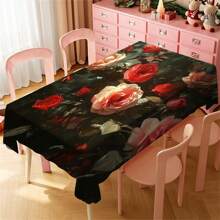 1 Pc Polyester Printed Rectangle Tablecloth, Waterproof, Washable And Reusable Tablecloth Suitable For Outdoor Tables, Picnics, Camping, Dining Tables, Coffee Tables, Desks And Vanities - Ideal Choice For Parties And Holidays - Multicolor - View 86