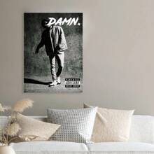 Póster enmarcado de Kendrick Lamar "DAMN." Portada del álbum - Arte de pared para bares, clubes, cafés y restaurantes, diseño oscuro y sombrío con tipografía estilizada, decoración de restaurante | Arte de pared texturizado, póster musical - Enmarcado - Ver 5