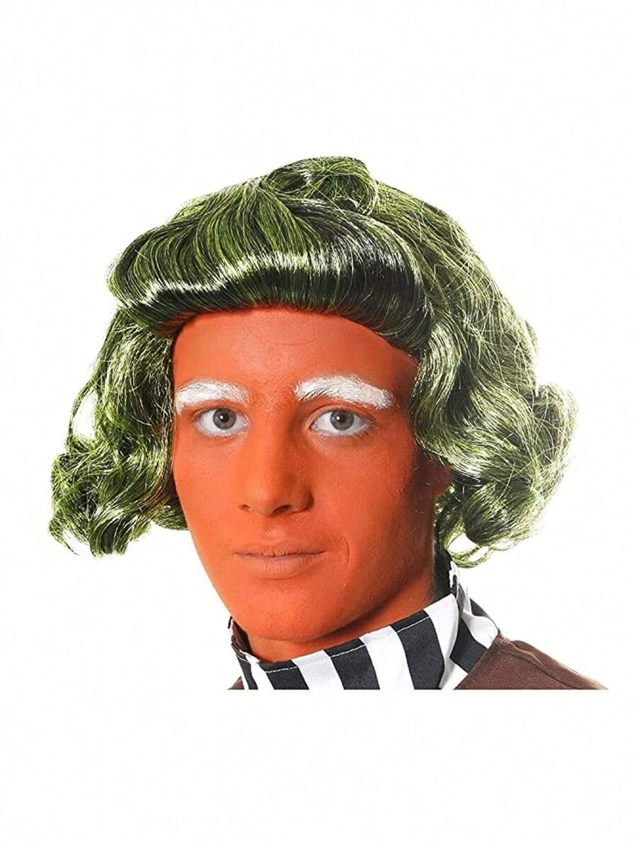 Adults Chocolate Factory Worker Wig – Iconic Brown Curly Hair Costume Accessory, Perfect For Fancy Dress, Cosplay, Themed Parties, And Halloween - Dark Green - View 1