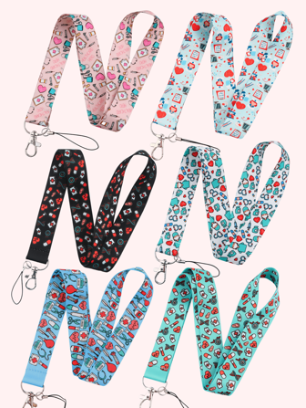 1 件医疗主题心形针管印花身份证挂绳，适用于手机挂绳、游戏机挂绳、相机挂绳、证件挂绳、出入证、交通卡、工作证、场地证书、音乐会、鸡尾酒会等。非常适合男朋友、女朋友、家庭成员、医生、护士、派对礼物、手机装饰、圣诞礼物等。汽车配件包饰学校可爱哥特 Y2k 礼物创意包饰带身份证夹的挂绳汽车配件包饰