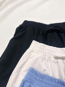 ACME MADE IN CHINA 3pcs Summer Sweatshirt Shorts Kit With Drawstring Pocket For Women - Azul/Blanca/Preto - Ver 4