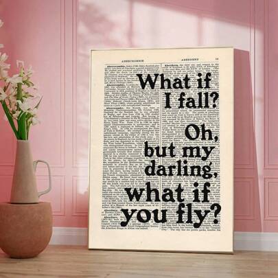 1pc Canvas Wall Art With Frame - "Darling, What If I Fall?" Inspirational Quote - Universal Holiday Decor, Canvas Wall Hanging, Great For Home, Dorm, Living Room Decoration, Birthday, Graduation Gift