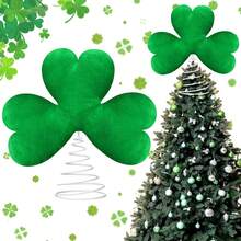 Sombrero de copa para el Día de Irlanda, trébol de peluche, adorno para la copa del árbol, decoración para fiestas, adornos de trébol con purpurina - Verde claro - Ver 3
