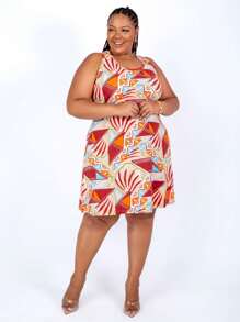 Women's Plus Size Loose Dress - Coral Orange - View 4