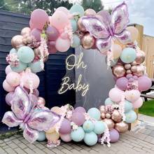 159 unid. globos de látex morado, blanco, rojo, rosa y decoraciones con mariposas, adecuados para cumpleaños, bodas, despedidas de soltera, graduaciones, aniversarios, verano, spa, Año Nuevo, San Valentín, Navidad, fiestas temáticas, fondos, decoraciones del hogar - multicolor - Ver 12