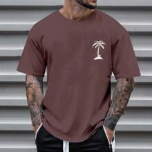 Men's Oversized Coconut Tree T-Shirt 100% Cotton From S To Plus Size G3 - Rust Brown - View 1