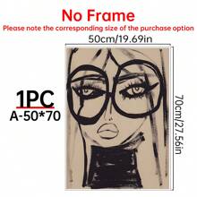 1pc Art Deco Abstract Woman With Glasses Canvas Art Print, Modern Black And White Pine Wall Hanging Decor For Home Office, Bedroom, Classroom, Canvas Wall Art,Posters For Room,Home Decor,Room Decor Aesthetic,Room Decoration Stuff.Optional Frame, Room Decor - Multicolor - View 15