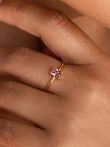 1pc Fashionable New Silver-Plated Cubic Zirconia Decorated Ring, Engagement Jewelry Suitable For Men And Women, Gift For Family/Friends/Loved One
