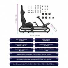 Racing Wheel Stand Foldable With Wheels For Logi Tech G923/G920/G29, Heavy Duty Steel Driving Simulator Cockpit-Thrust Master T248P, Fanatec, Hori, Compact, Steering Wheel Bracket & Foot Pedal Adjustable, Movable Wheels Heavy-Duty Frame Standard GT/Formula SeatingMax Load 330 LBS - Small Base without Wheels - 查看 7