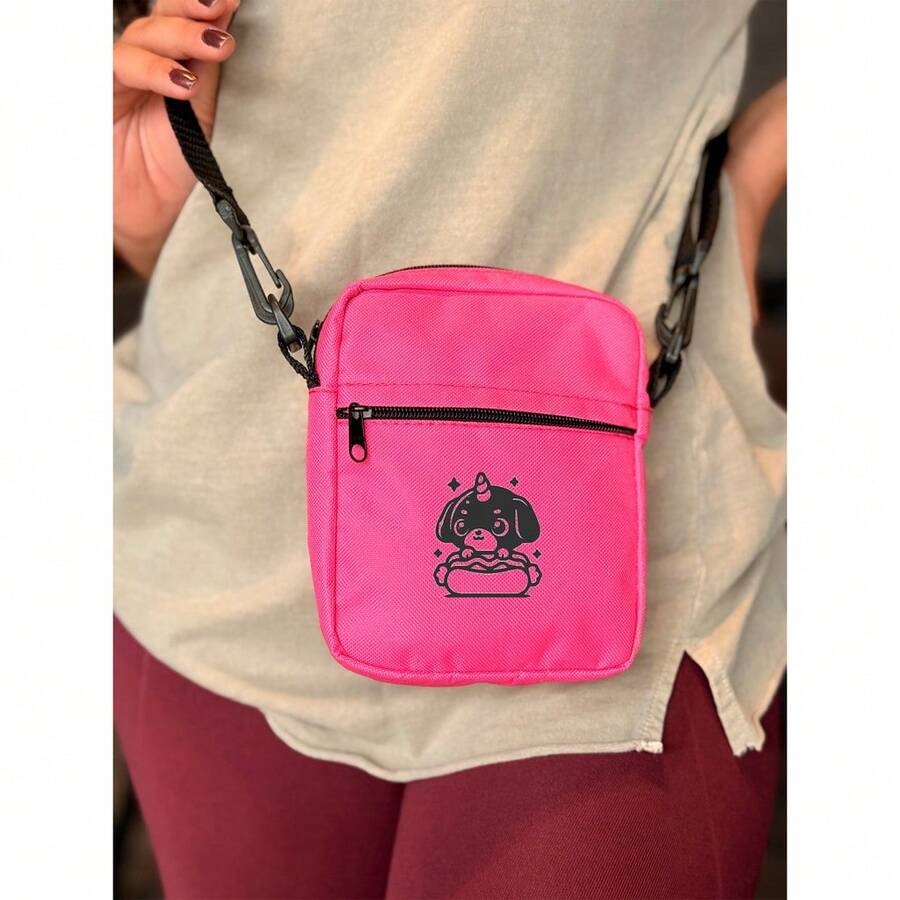 Shoulder 01- CACHORRO UNICORNIO - Stilo Club Academia Trabalho Escolar Faculdade Viagem Masculino Feminino - Pink - Visão 1